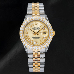 Rolex 36mm Datejust Roman Diamond Dial 1601 Two Tone Watch