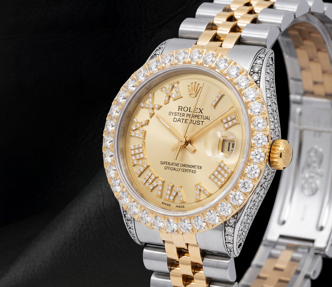 Rolex 36mm Datejust Roman Diamond Dial 1601 Two Tone Watch