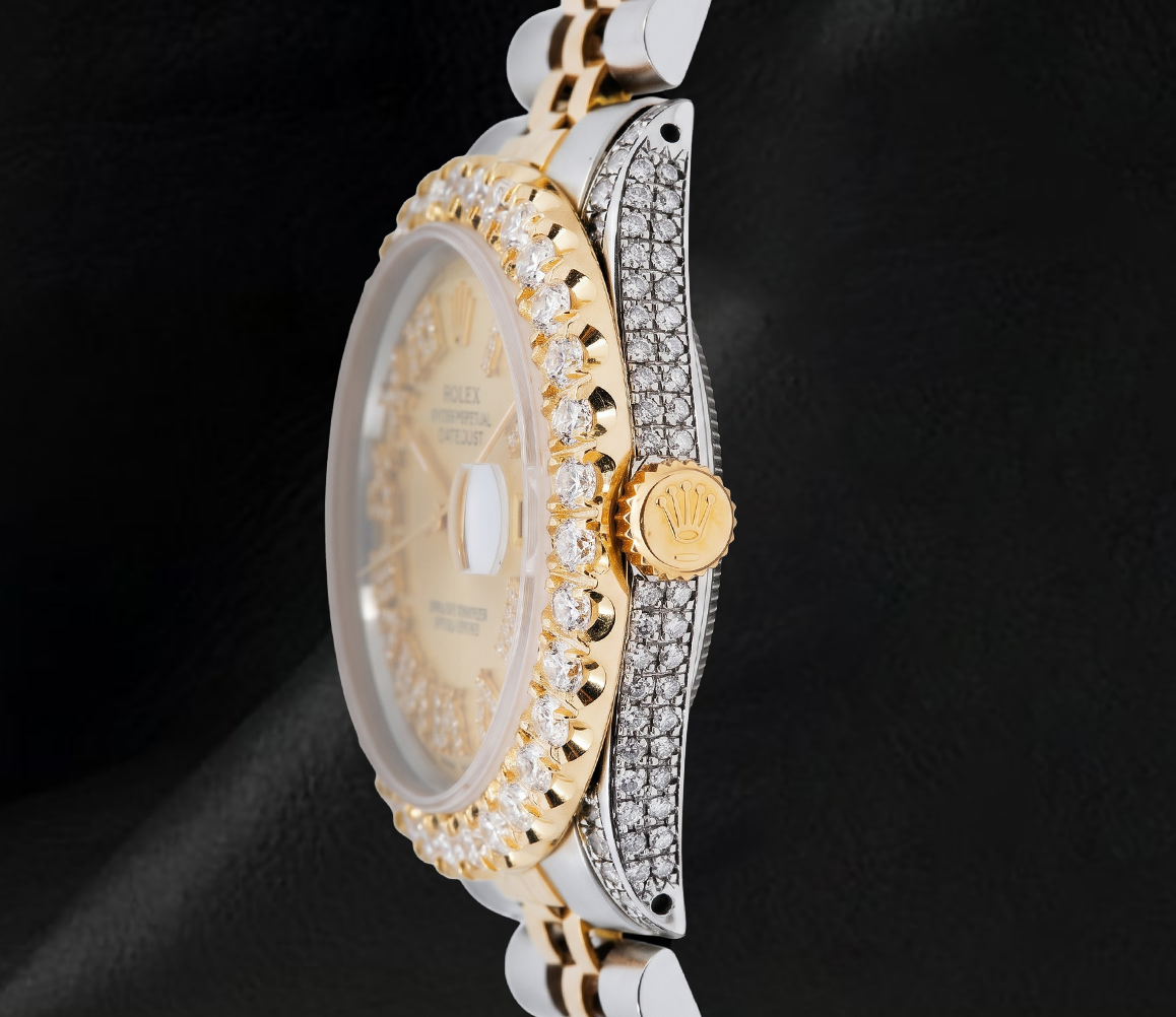 Rolex 36mm Datejust Roman Diamond Dial 1601 Two Tone Watch