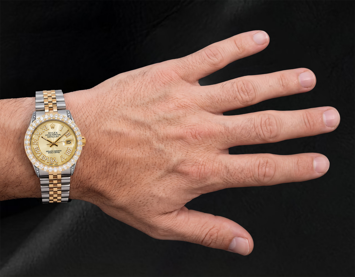 Rolex 36mm Datejust Roman Diamond Dial 1601 Two Tone Watch