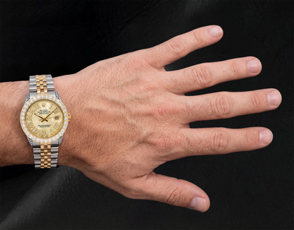 Rolex 36mm Datejust Roman Diamond Dial 1601 Two Tone Watch