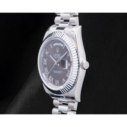 Rolex 41mm Day Date II 218239 Chocolate Roman Dial White Gold President Bracelet 18K