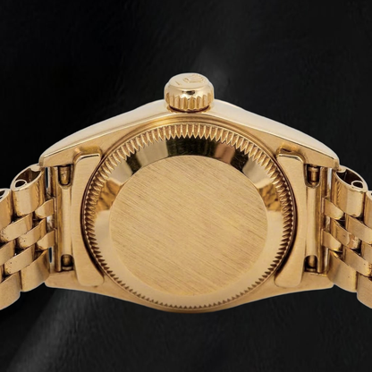 Rolex 67197 Oyster Prepetual Black Stick Dial 24mm Yellow Gold Ladies Watch