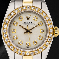Rolex 6719 26 mm Two Tone Bracelet Mother Of Pearl Diamond Dial Ladies Watch
