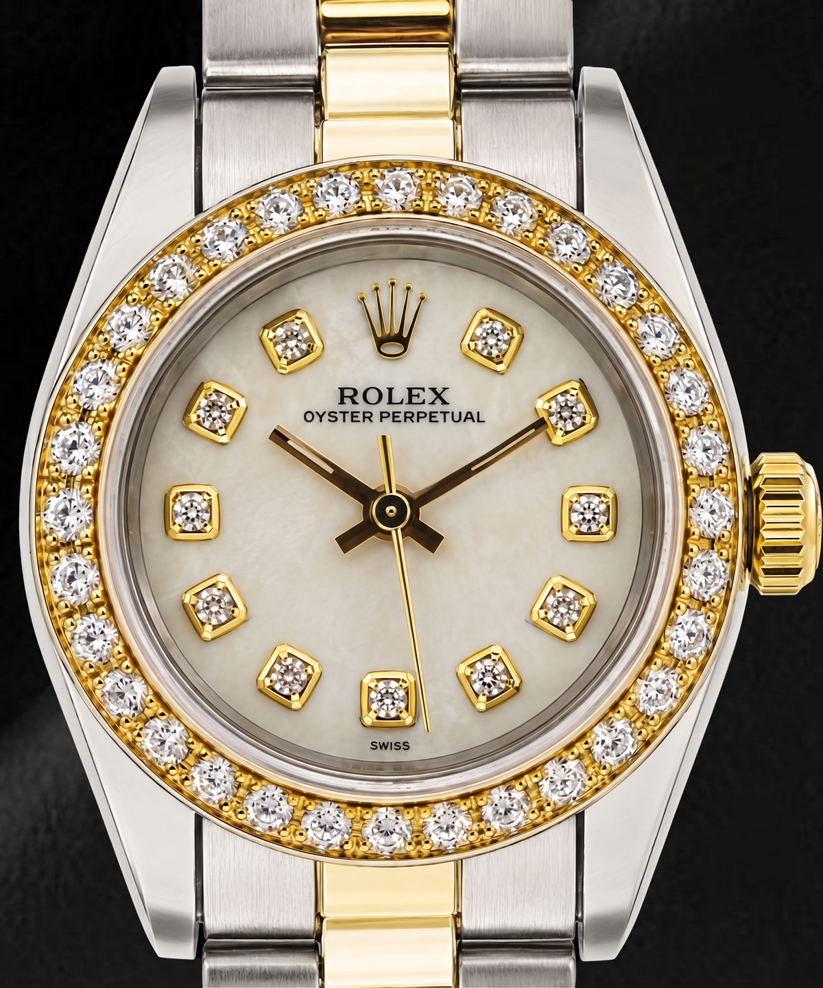 Rolex 6719 26 mm Two Tone Bracelet Mother Of Pearl Diamond Dial Ladies Watch