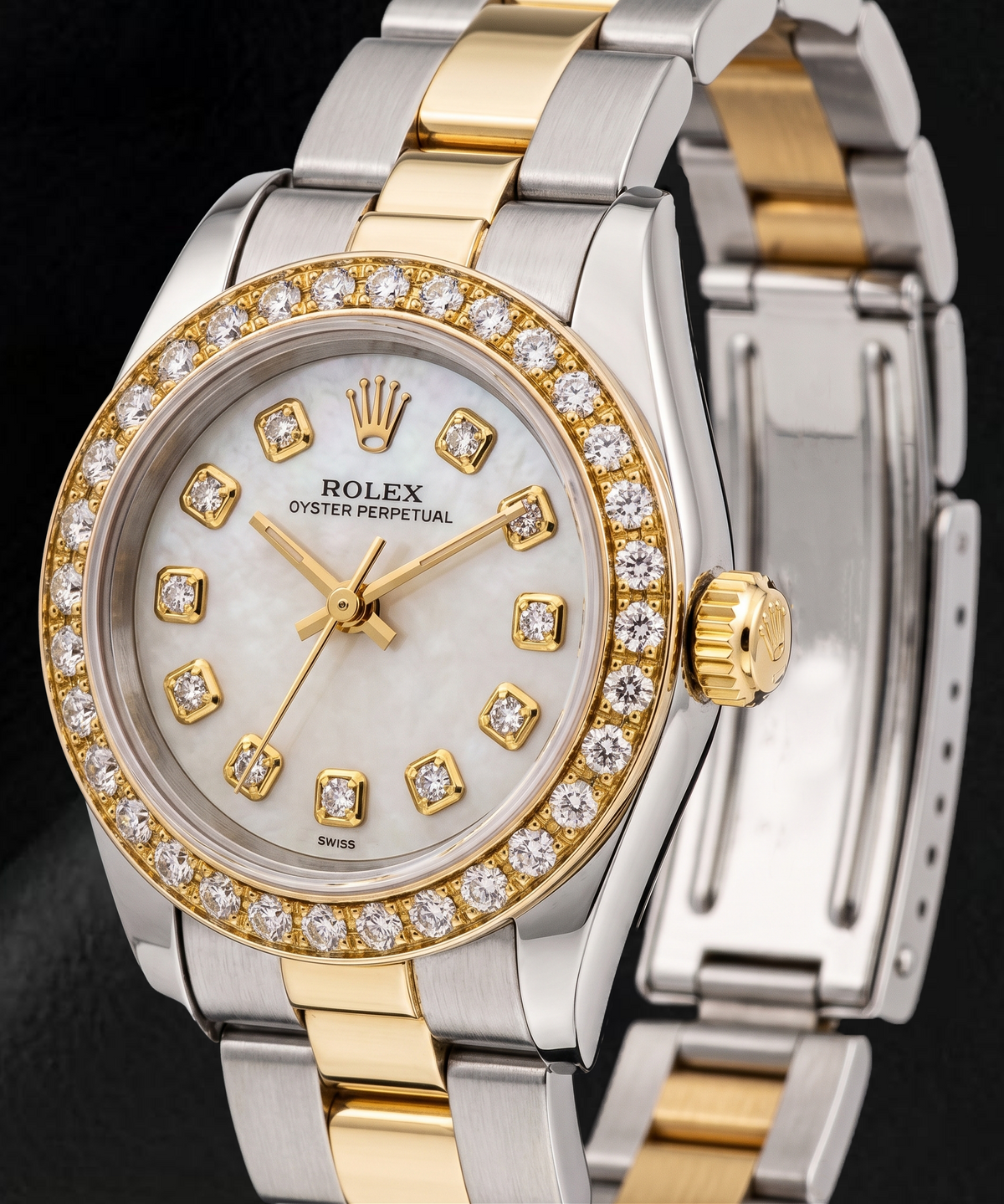Rolex 6719 26 mm Two Tone Bracelet Mother Of Pearl Diamond Dial Ladies Watch