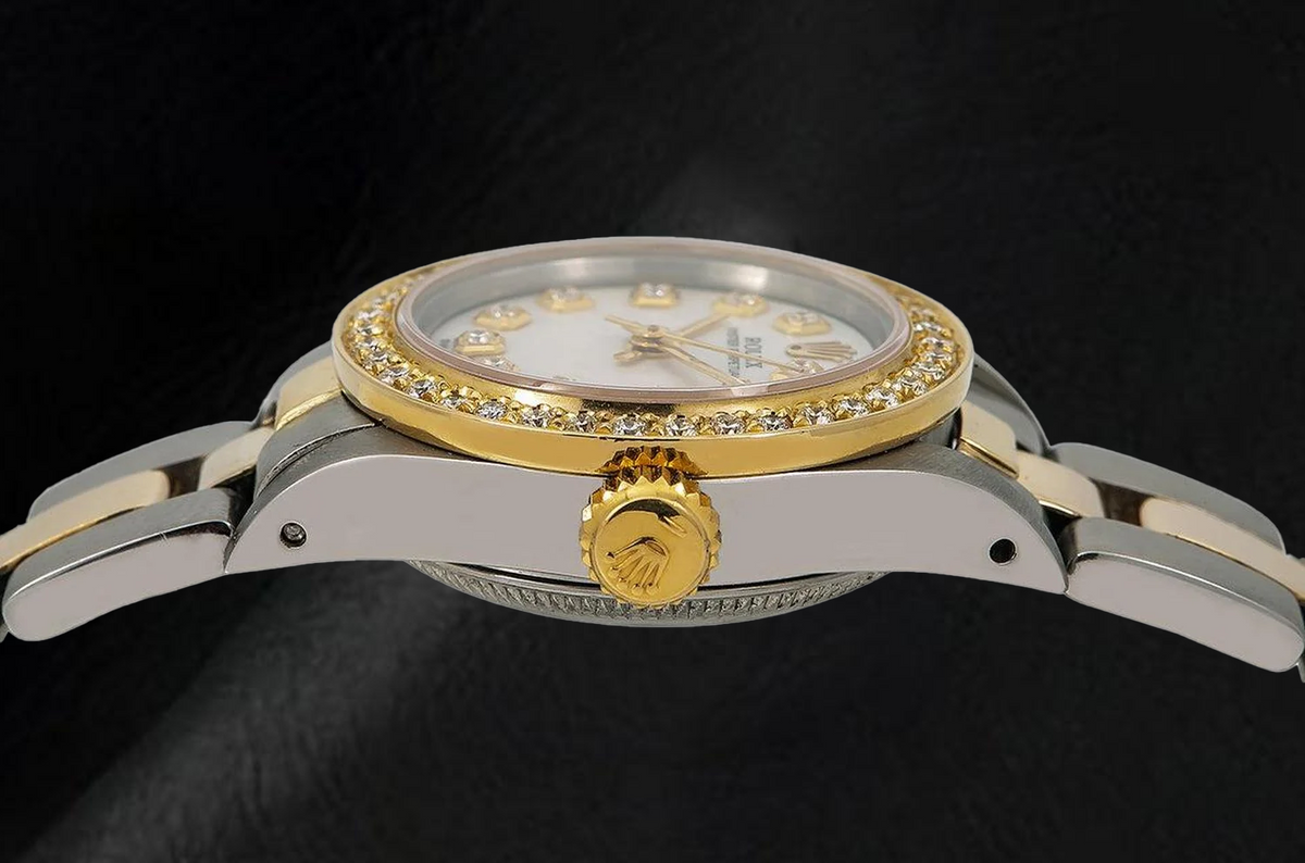 Rolex 6719 26 mm Two Tone Bracelet Mother Of Pearl Diamond Dial Ladies Watch