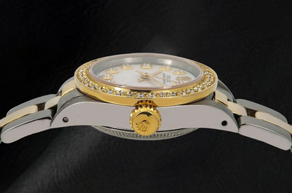 Rolex 6719 26 mm Two Tone Bracelet Mother Of Pearl Diamond Dial Ladies Watch