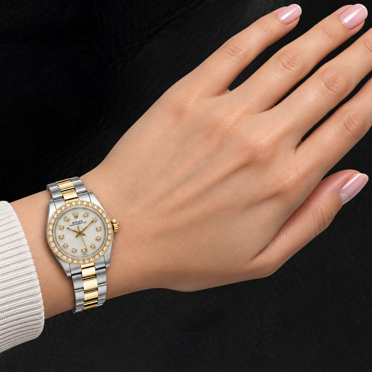 Rolex 6719 26 mm Two Tone Bracelet Mother Of Pearl Diamond Dial Ladies Watch