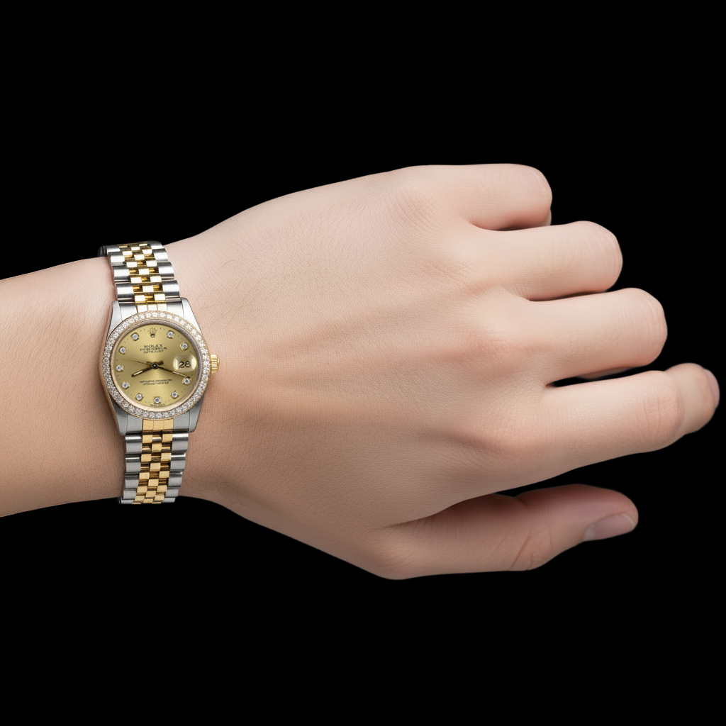natural diamond watch top view