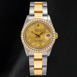Rolex 68273 Datejust 31mm Champagne Diamond Dial Two Tone Watch