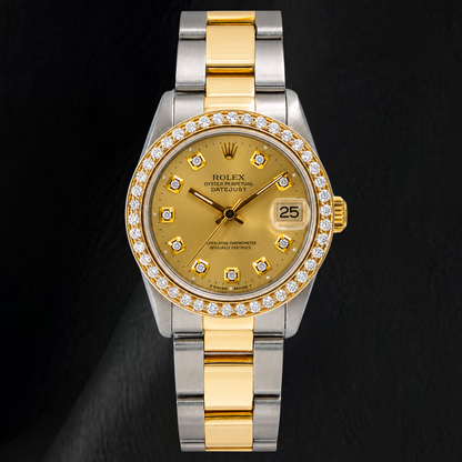 Rolex 68273 Datejust 31mm Champagne Diamond Dial Two Tone Watch