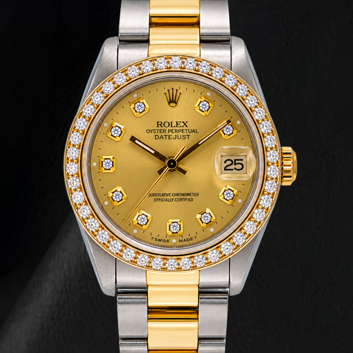 Rolex 68273 Datejust 31mm Champagne Diamond Dial Two Tone Watch