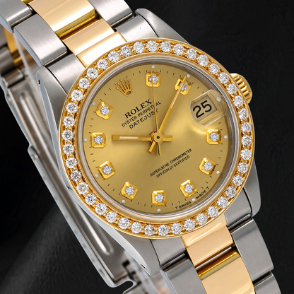 Rolex 68273 Datejust 31mm Champagne Diamond Dial Two Tone Watch