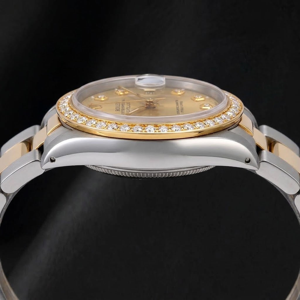 Rolex 68273 Datejust 31mm Champagne Diamond Dial Two Tone Watch