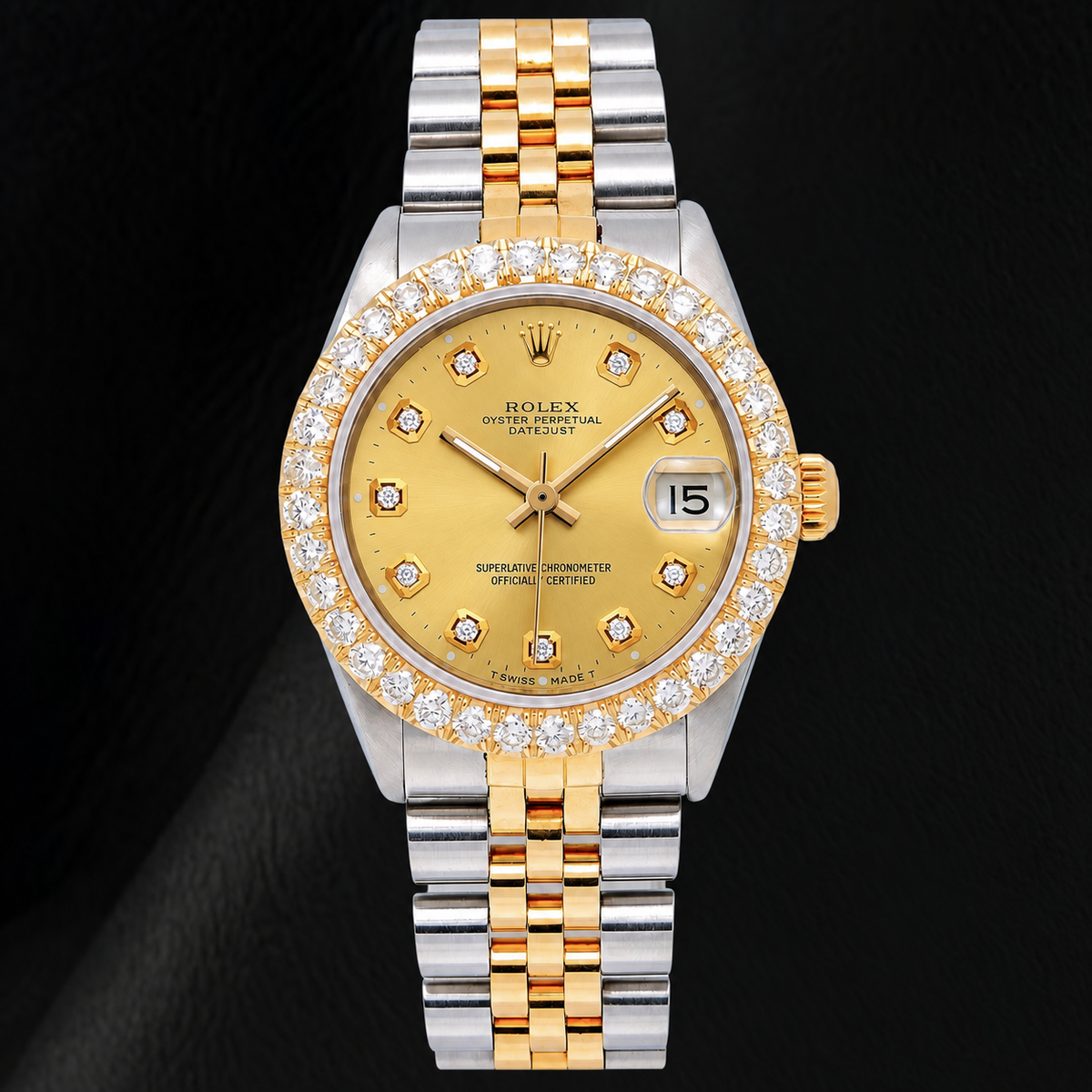 Rolex 6827 Datejust 31mm Champagne Diamond Dial Two Tone Watch