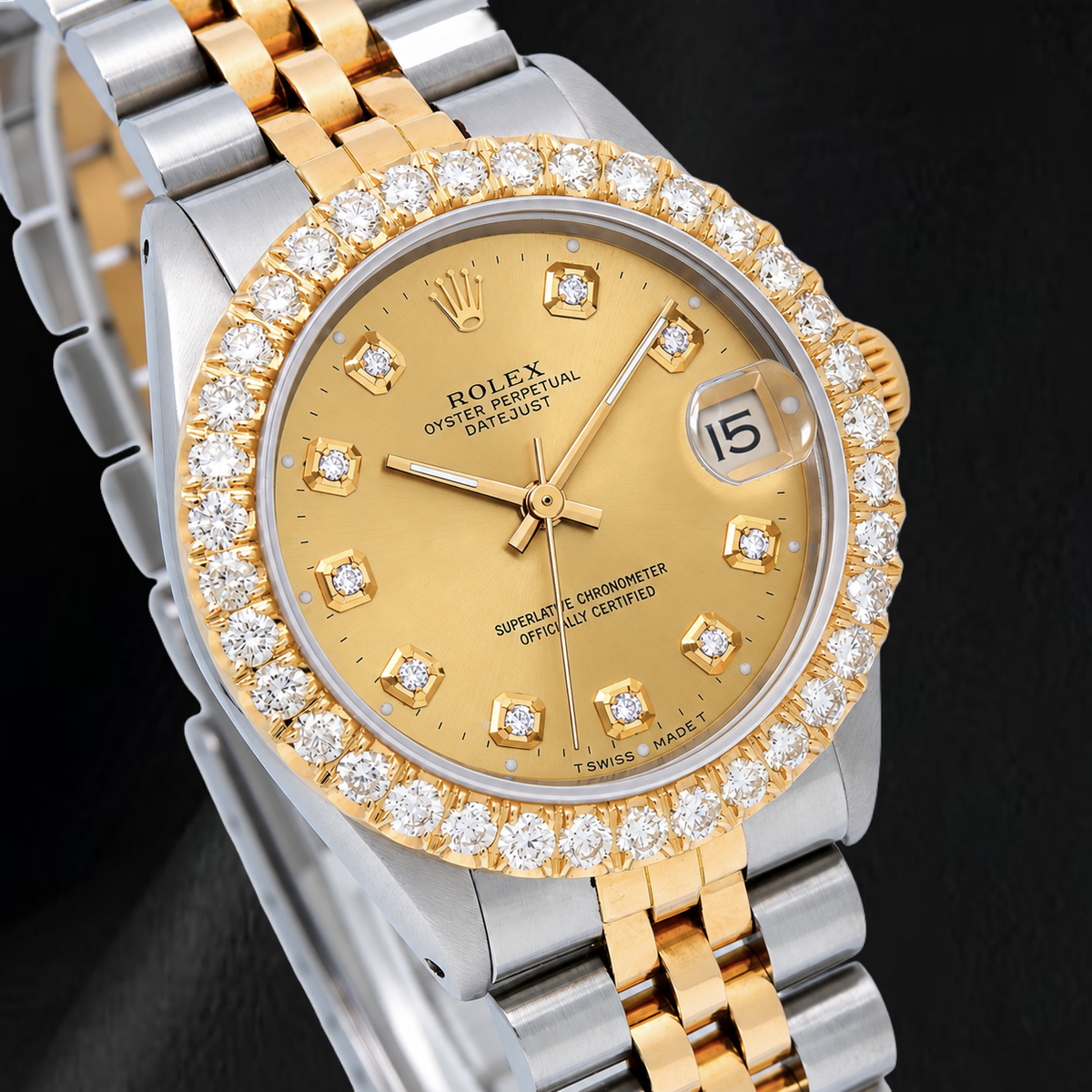 Rolex 6827 Datejust 31mm Champagne Diamond Dial Two Tone Watch