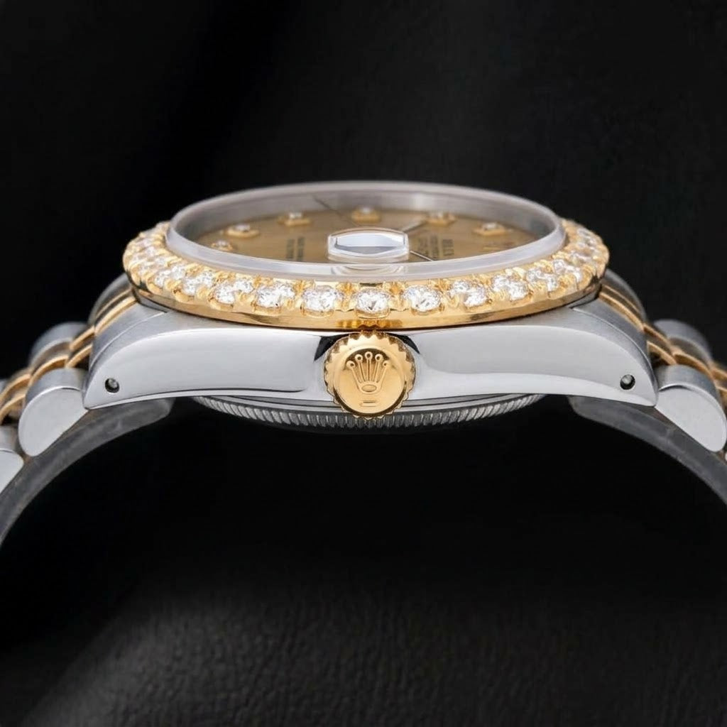 Rolex 6827 Datejust 31mm Champagne Diamond Dial Two Tone Watch