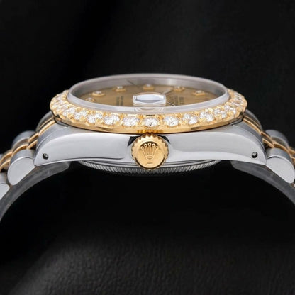 Rolex 6827 Datejust 31mm Champagne Diamond Dial Two Tone Watch