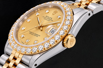 Rolex 6827 Datejust 31mm Champagne Diamond Dial Two Tone Watch
