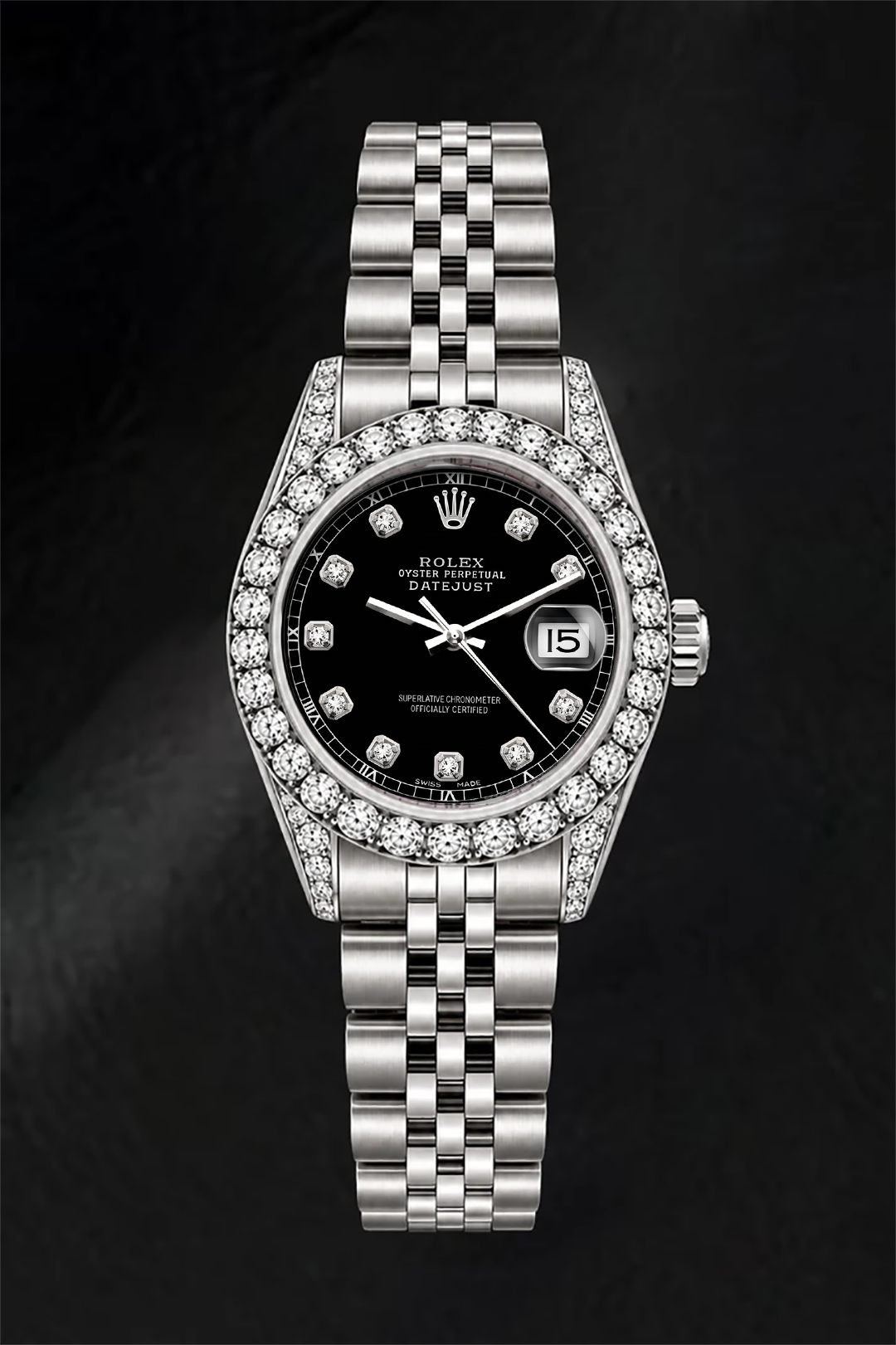Rolex 6916 Datejust 26mm Black Diamond Dial Stainless Steel Jubilee Bracelet Watch