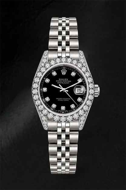 Rolex 6916 Datejust 26mm Black Diamond Dial Stainless Steel Jubilee Bracelet Watch