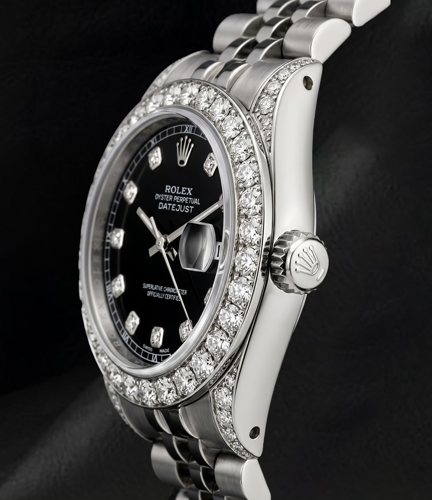Rolex 6916 Datejust 26mm Black Diamond Dial Stainless Steel Jubilee Bracelet Watch
