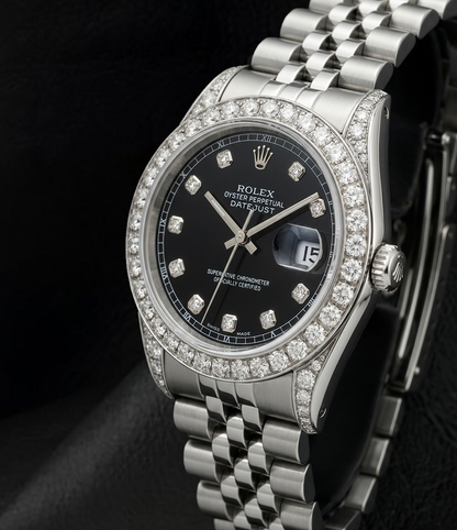 Rolex 6916 Datejust 26mm Black Diamond Dial Stainless Steel Jubilee Bracelet Watch