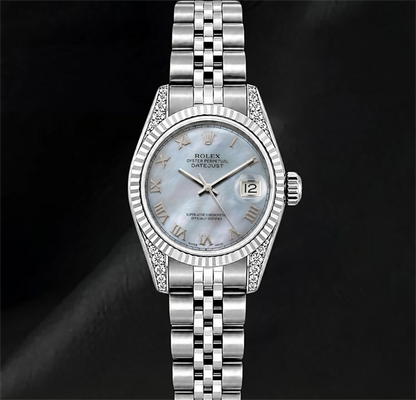 Rolex 6916 Datejust 26mm Blue Mother of Pearl Roman Dial Stainless Steel Watch