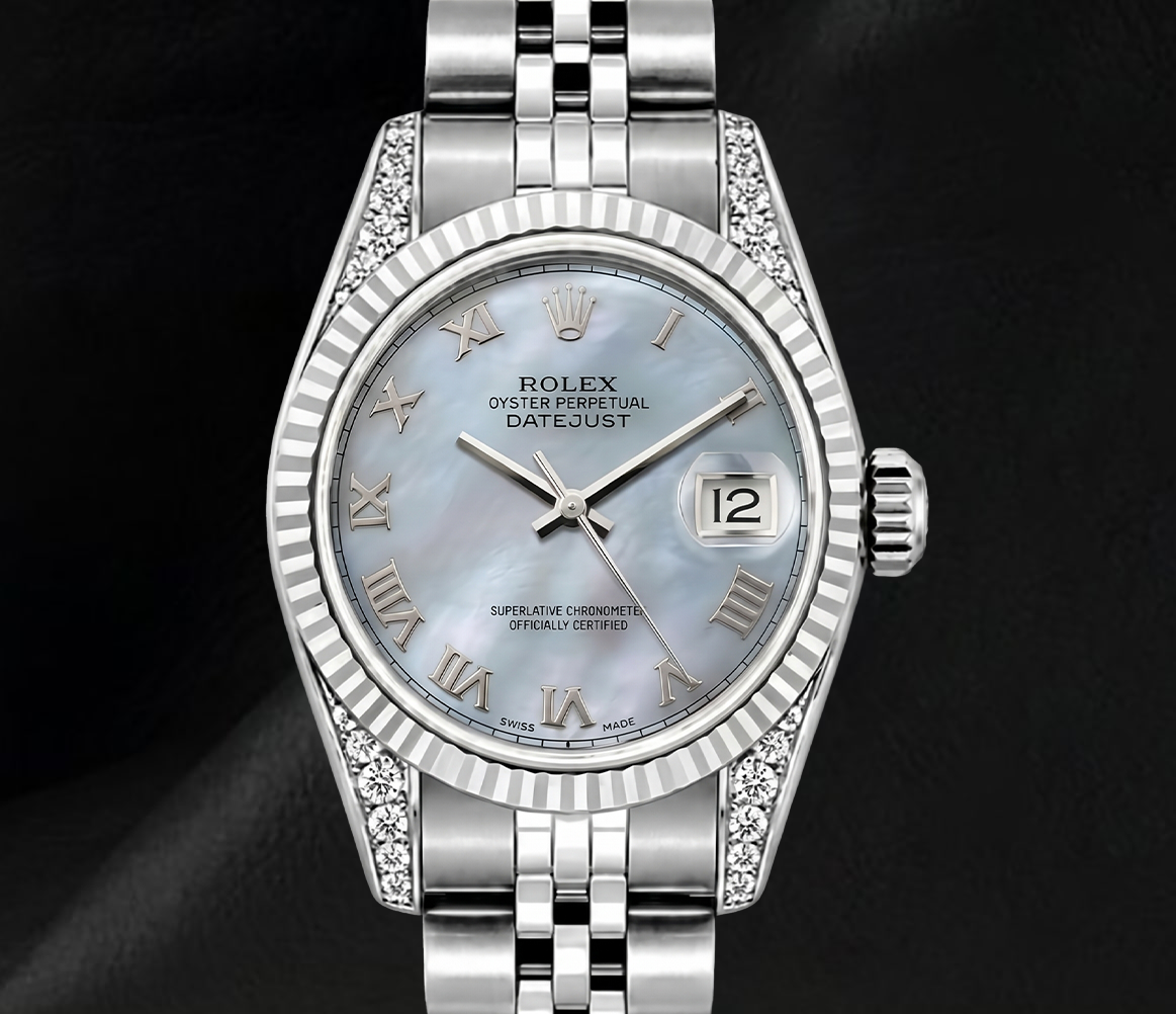 Rolex 6916 Datejust 26mm Blue Mother of Pearl Roman Dial Stainless Steel Watch