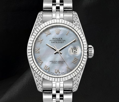 Rolex 6916 Datejust 26mm Blue Mother of Pearl Roman Dial Stainless Steel Watch