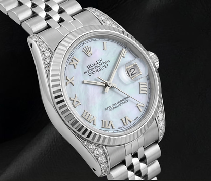 Rolex 6916 Datejust 26mm Blue Mother of Pearl Roman Dial Stainless Steel Watch