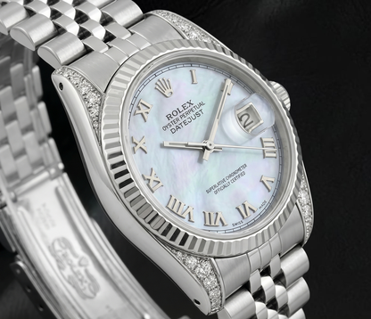 Rolex 6916 Datejust 26mm Blue Mother of Pearl Roman Dial Stainless Steel Watch