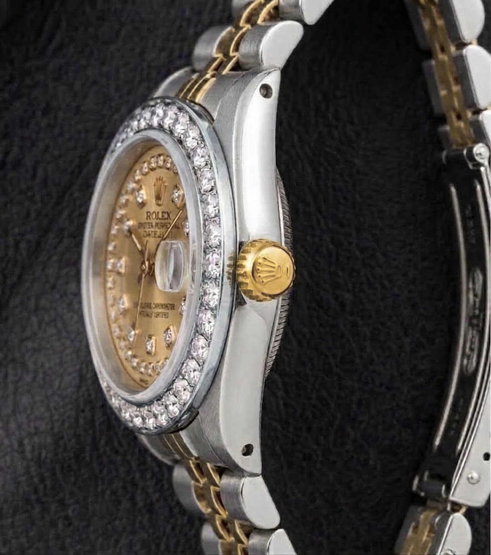 Rolex 69173 Datejust 26mm Champagne String Diamond Dial Two Tone Watch