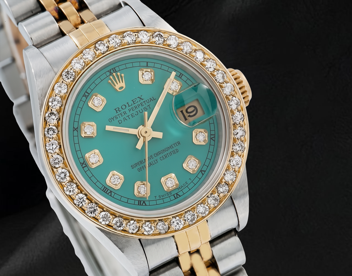 Rolex 69173 Datejust 26mm Turquoise Diamond Dial Yellow Gold and Stainless Steel Watch
