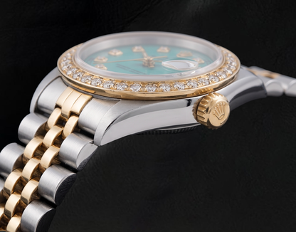 Rolex 69173 Datejust 26mm Turquoise Diamond Dial Yellow Gold and Stainless Steel Watch