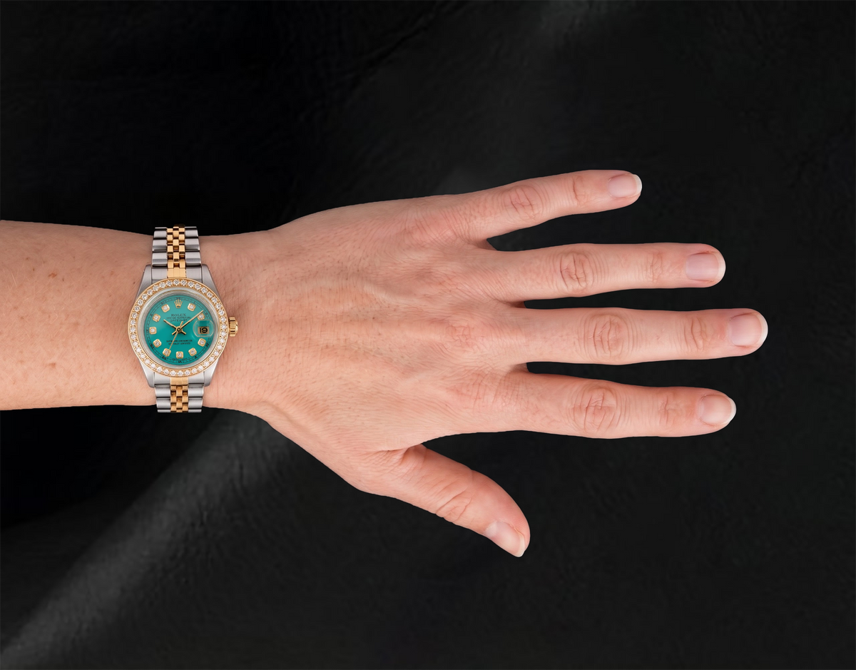Rolex 69173 Datejust 26mm Turquoise Diamond Dial Yellow Gold and Stainless Steel Watch