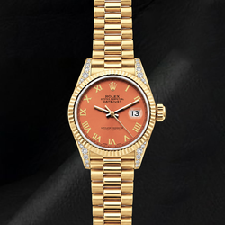 Rolex 69178 Datejust 26mm Orange Roman Dial Yellow Gold Watch 18K