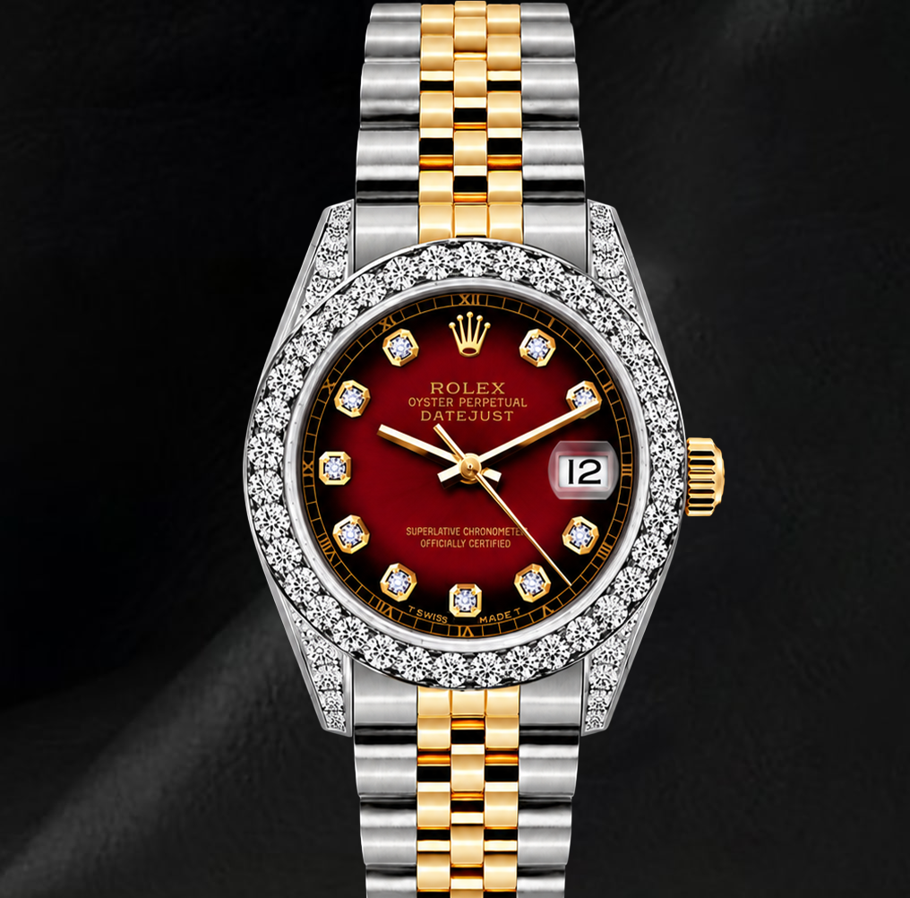 Rolex 6917 Datejust 26mm Red Diamond Dial Diamond Two Tone Watch