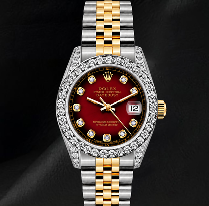Rolex 6917 Datejust 26mm Red Diamond Dial Diamond Two Tone Watch