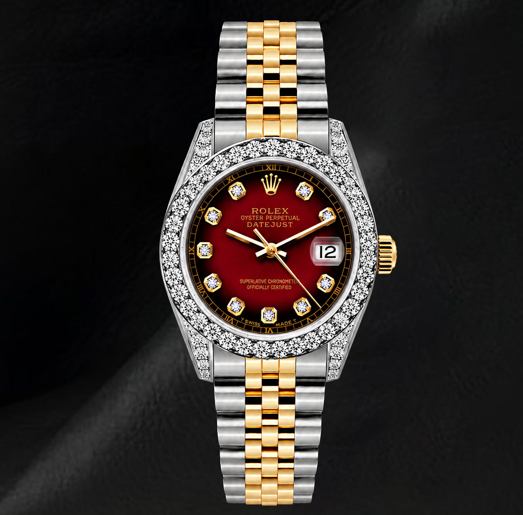 Rolex 6917 Datejust 26mm Red Diamond Dial Diamond Two Tone Watch
