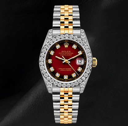 Rolex 6917 Datejust 26mm Red Diamond Dial Diamond Two Tone Watch