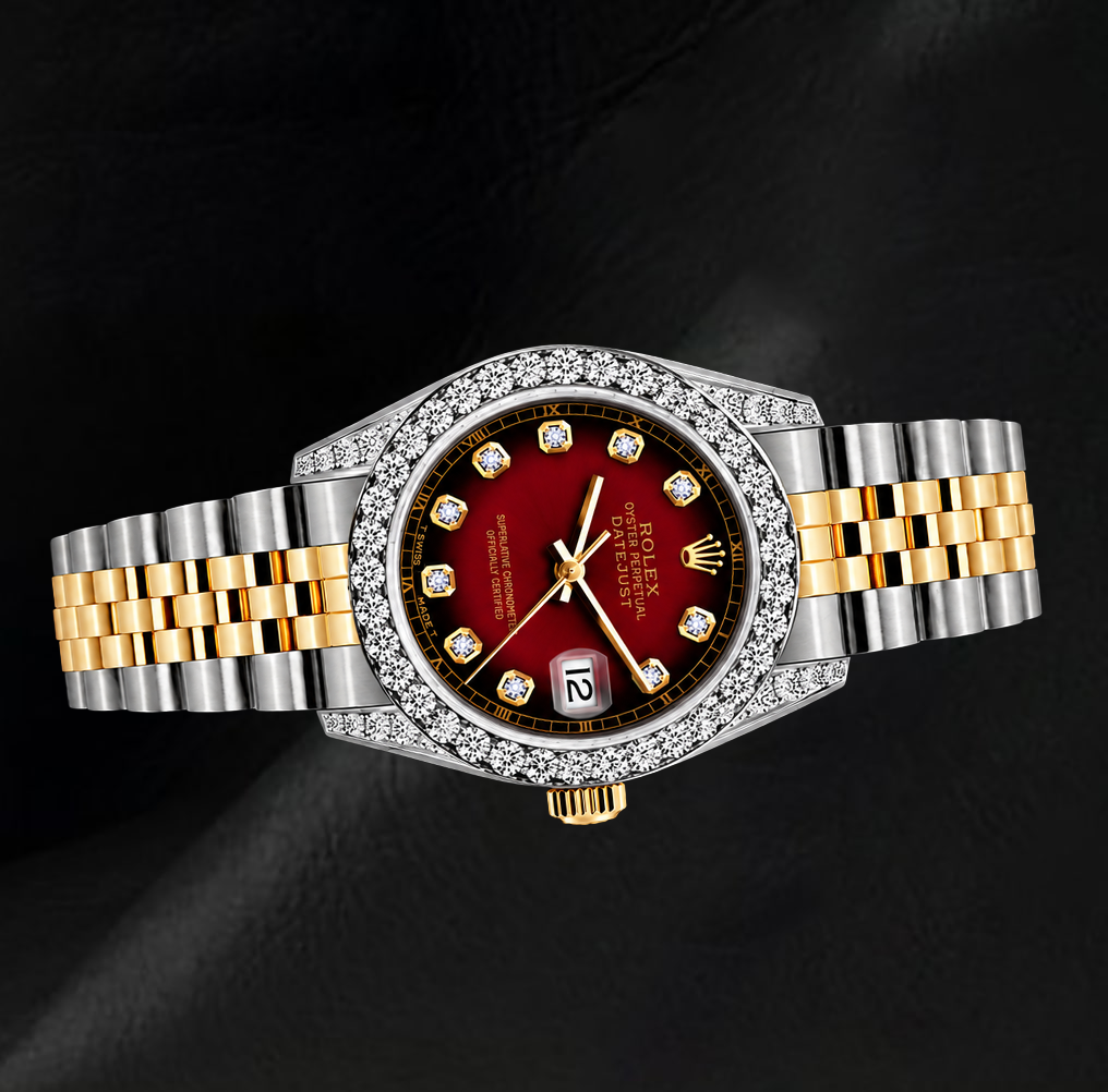 Rolex 6917 Datejust 26mm Red Diamond Dial Diamond Two Tone Watch