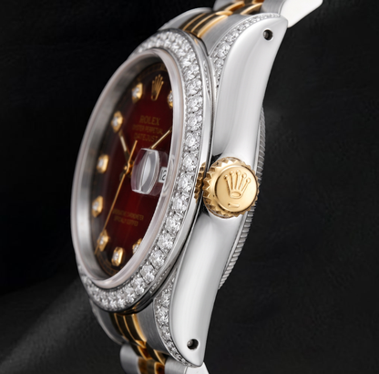 Rolex 6917 Datejust 26mm Red Diamond Dial Diamond Two Tone Watch