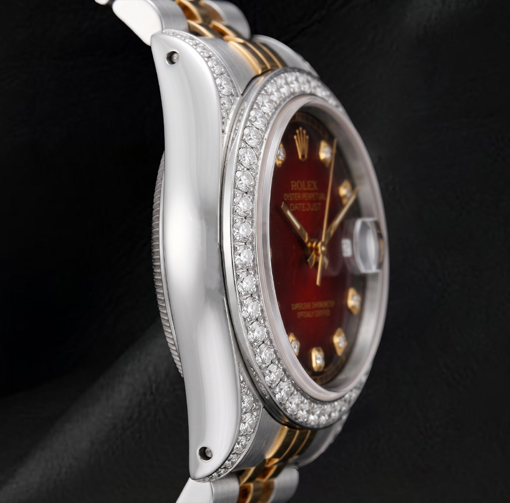 Rolex 6917 Datejust 26mm Red Diamond Dial Diamond Two Tone Watch