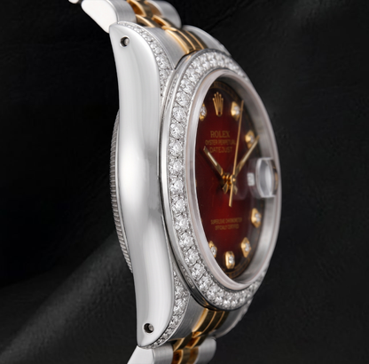 Rolex 6917 Datejust 26mm Red Diamond Dial Two Tone Watch