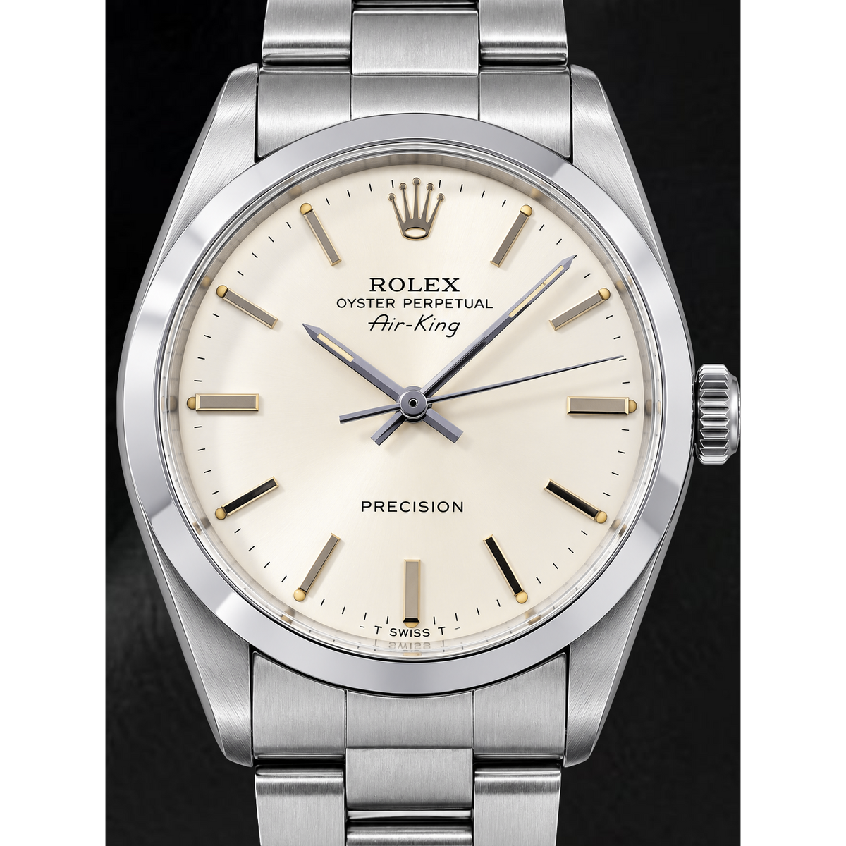 Rolex Air-King 5500 34mm Silver Stick Dial Stainless Steel Wach