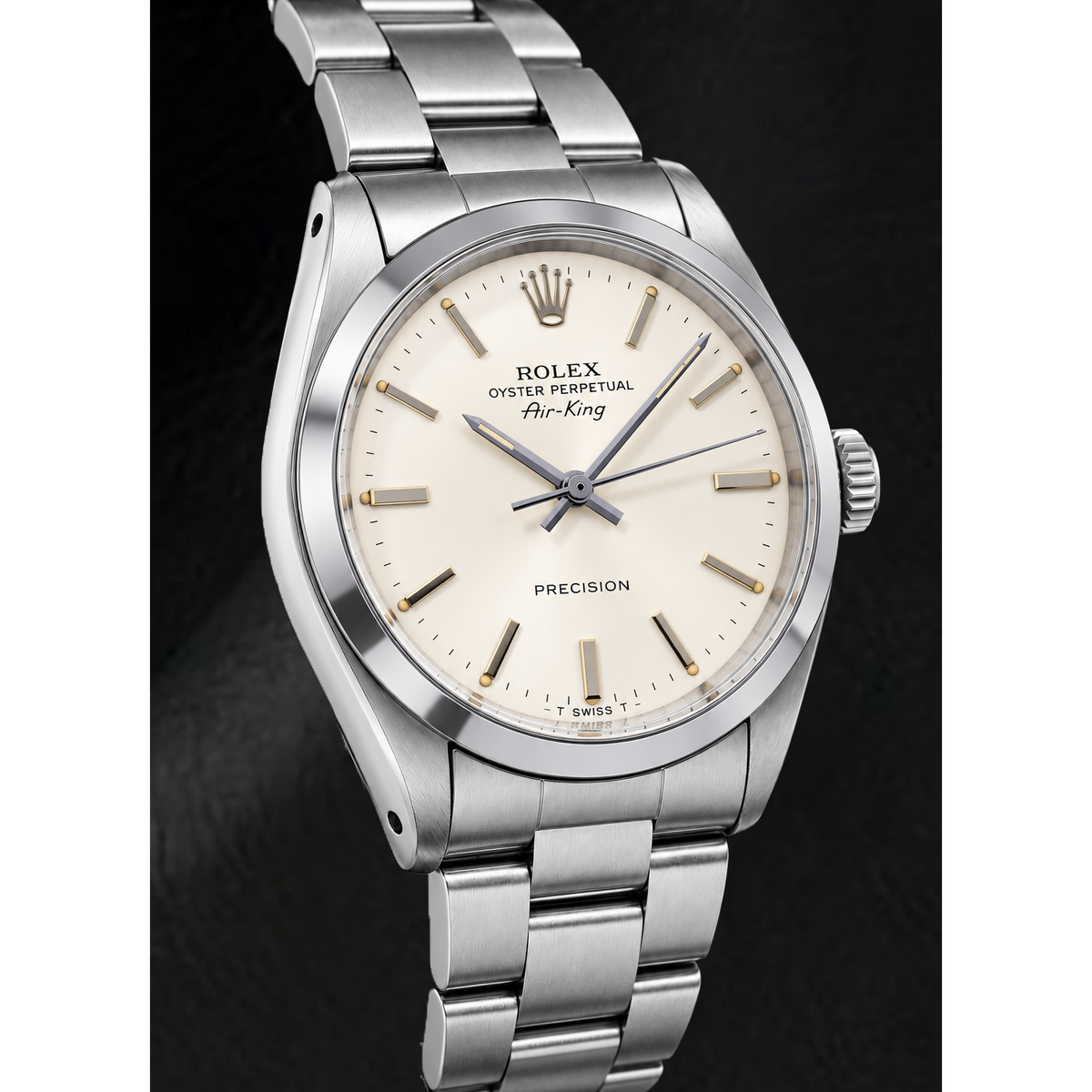 Rolex Air-King 5500 34mm Silver Stick Dial Stainless Steel Wach