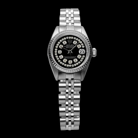 Rolex Black Double Ss Jubilee Bracelet Lady Datejust Watch