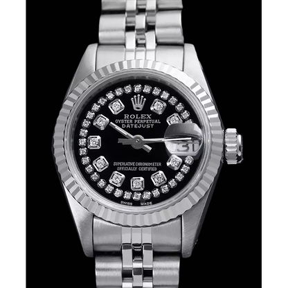 Rolex Black Double Ss Jubilee Bracelet Lady Datejust Watch